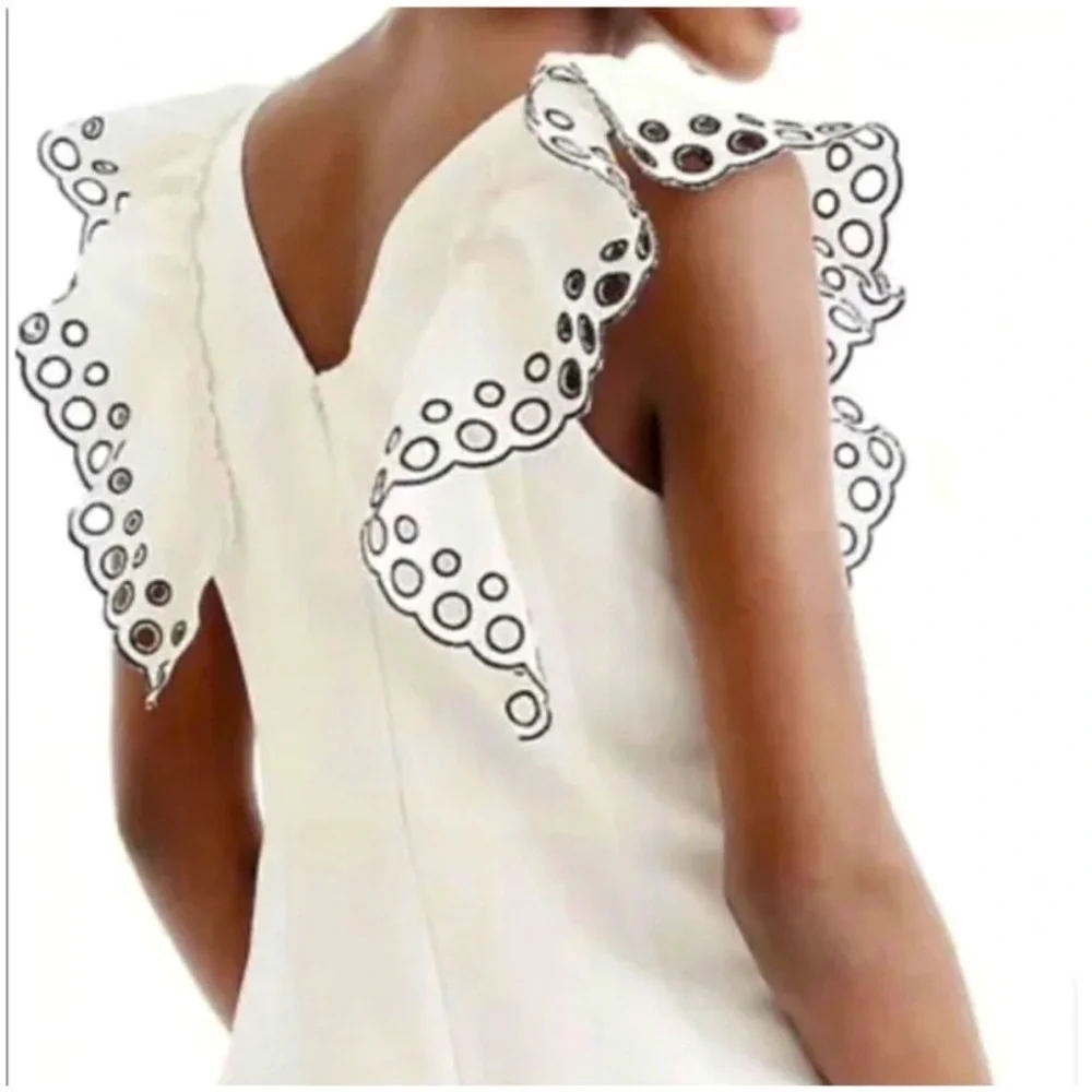 J. Crew Collection White Eyelet Flutter Sleeve Linen
Sheath Dress Size 2 - Picture 2 of 15